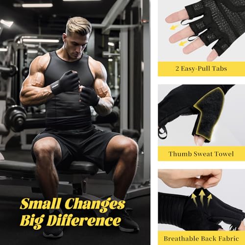 HOZMOZ Weight Lifting Gloves with Wrist Support, Gym Workout Gloves for Men Women, Full Palm 6mm Padded & Grip, Exercise Wrist Wraps for Weightlifting, Fitness, Strength Training - size: X-Small