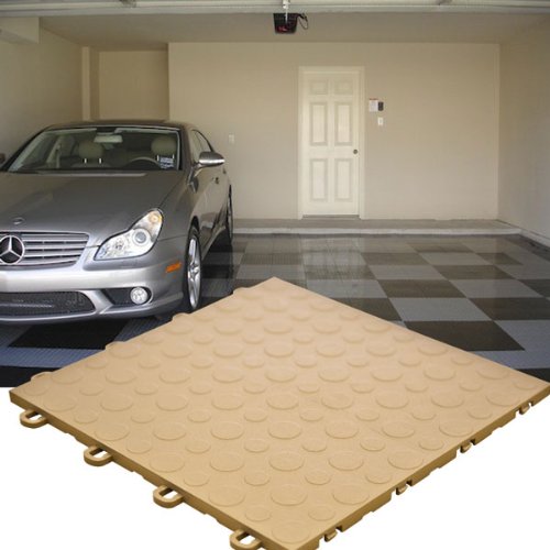 Interlocking Modular Garage Flooring Tile, Coin Top (30 Pack) (Beige) - color: Beige