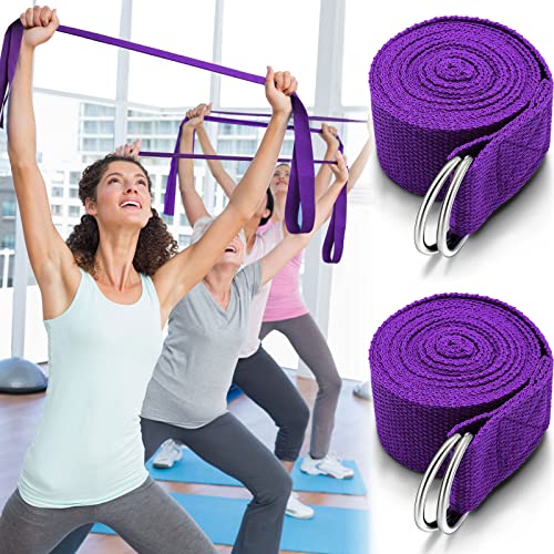 6 Pcs Yoga Strap for Stretching 8 ft Yoga Exercise Adjustable Straps Bands with Safe D Ring Buckle for Pilates, Gym Workouts, Fitness, Physical Exercise, Dance, Improve Flexibility - color: Purple