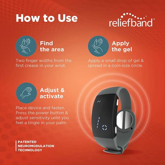 Reliefband Premier Anti-Nausea Wristband for Motion Sickness, Morning Sickness, Travel & Vomiting Relief - Motion Sickness Wristband FDA Cleared Drug-Free, Fast-Acting, Nausea Relief Band (Charcoal) - color: Charcoal