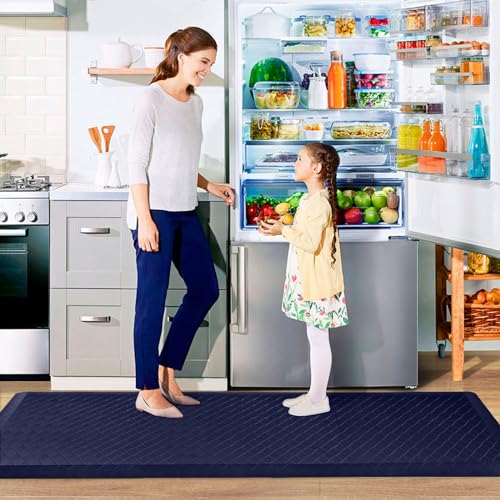 HappyTrends Kitchen Floor Mat - 4/5 Inch Thick Anti-Fatigue Kitchen Rug,Waterproof Non-Slip Kitchen Mats and Rugs Heavy Duty Ergonomic Comfort Rug for Kitchen,Office,Sink,Laundry,(22"x72", Blue) - color: Blue, size: 72"L x 22"W x 0.8"Th