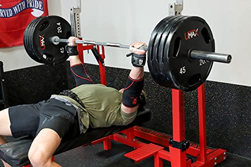 Gymreapers Elbow Sleeves for Weightlifting Powerlifting and Bench Press Support and Compression for Tendonitis Pain Relief 5mm Neoprene Training Gear for Men and Women - color: Black/Red, size: X-Large