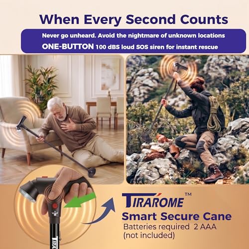 Walking Cane for Men & Women, Smart Cane with Alarm & Light | Foldable,Free Standing, All Terrain, Collapsible, Second Handle, Adjustable, Travel Bag, Seniors & Adults - size: Blue ( 5'8" - 6'3")