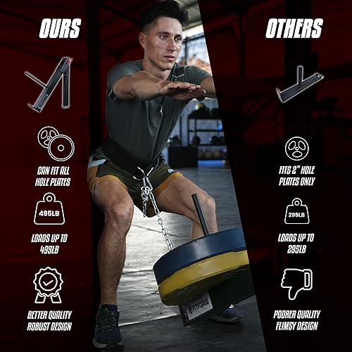 FitForge Belt Squat Attachment for Rack and Squat Belt - Space Saving Power Rack Squat Stand Attachment - Power Cage Squat Rack Add On for Home Gym, Compatible with All Hole Plates