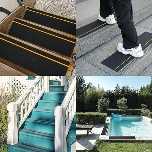 COSIMIXO 6" x 30" 10Pack Anti Slip Stair Tread with Reflective Strips,Best Grip Non Skid Tape,Anti-Skid Tape, High Traction Adhesive for Stairs Step - size: 6" x 30" 10-Pack
