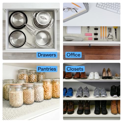 GORILLA GRIP powerGRIP Drawer Shelf and Cabinet Liner, Thick Strong Hold, Non-Adhesive Liners Protect Kitchen Cabinets and Cupboard, Bathroom Drawers, Easy Install, Breathable Mat, 12" x10' Snow White - color: Snow White, size: 12" X 10', style: 12" x 10'