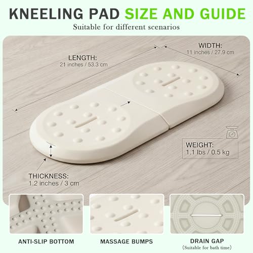 Babylush Foam Waterproof Comfortable Kneeling Pad,Beige,21×11×1.2 in | Soft Material,Anti-slip,Easy to Clean,Portable,Foldable,Gardening,Baby Bathing,Exercise,Yoga,Workout,Pilates - color: Light Grey
