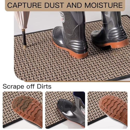 YDKGL Door Mat Entrance 24x35, Dirt Resistant and Absorbent, Non-Slip Rubber Backing Floor Mats, Easy Clean Low-Profile Doormat for Entryway, Front Door, Inside Entrance, Black - color: A- Black, size: 24"x35"