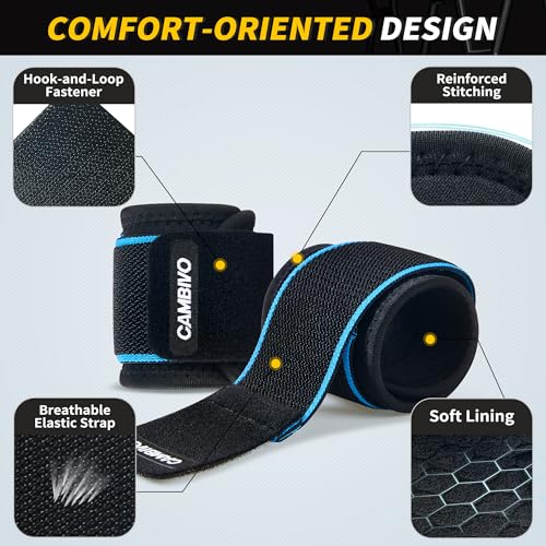 CAMBIVO 2 Pack Wrist Brace for Carpal Tunnel with wraps, Black-Blue | Wrist Support, Adjustable Wrist Wraps for Weightlifting, Tendonitis, Pain Relief, Sleeping, Night, Gym, Neoprene, Both Hands - color: Black-Blue