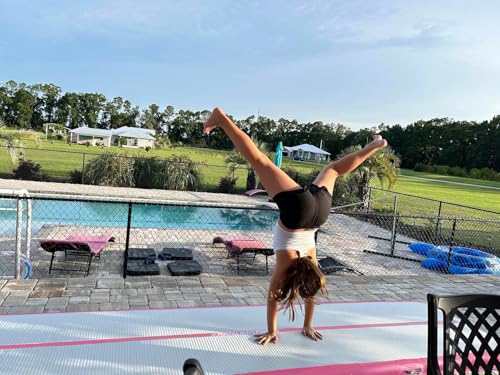 VOFiTNY All Purpose Gymnastics Mat 6.6/10/13/16/20 ft Sturdy Inflatable Tumble Track for Home/Gym - color: Pink, size: 10ft*3.3ft*4inches(3m*1m*0.1m)