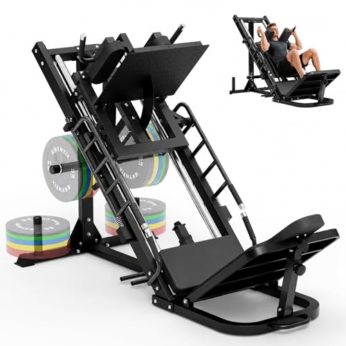 Leg Press Hack Squat Machine Combo, 45° Leg Exercise Machine ,Lower Body Special with Weight Storage for Quads, Hamstring, Glutes, Calves, Compact Home Gym Leg Day Equipment - style: Black Leg Machines