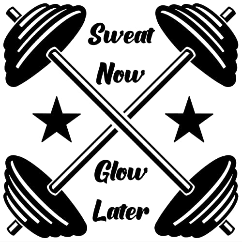 Custom Wall Decals Create Your Own Text with Crossed Barbells Stars - Fitness and Gym Vinyl Lettering Stickers for Walls and Windows - Customized Gym Vinyl Stickers - color: Dec 20