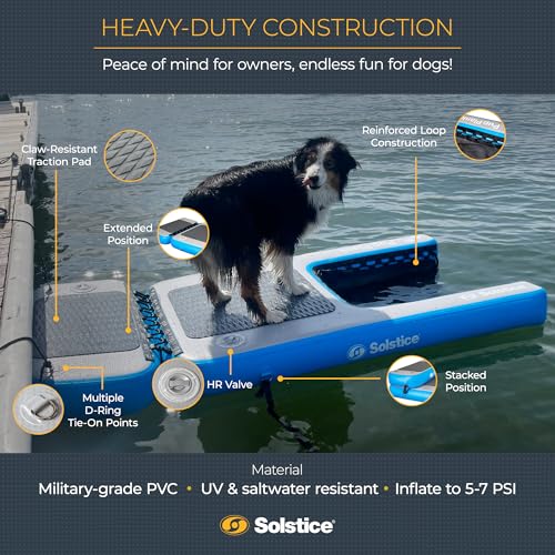 SOLSTICE Inflatable Pup Plank, Dog Water Ramp for Boats & Docks, Boost Step - size: BOOST Step (220 Pounds)