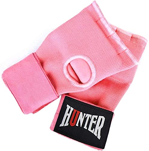 HUNTER Gel Boxing Hand Wraps for Men & Women, Quick Inner Gloves with Wrist Support for MMA, Muay Thai, Kickboxing & Martial Arts Training, Knuckle Protection (Pair) - color: Pink, size: Small-Medium