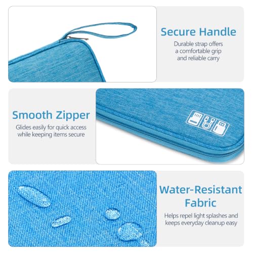 Cord Organizer Travel Case, Cable Organizer Bag for Chargers, USB Cables, Power Bank & Electronics Accessories, Portable Tech Organizer Pouch with Mesh Pockets, Water Resistant Travel Gear Bag - color: sky blue, size: S