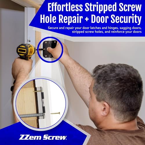 4-Pack #9 x 3 Permanent Stripped Door Hinge Screw Hole Repair Kit | Reinforces hinges, strike plates and door jambs. Installs in minutes. Made in USA - size: 4 Pack