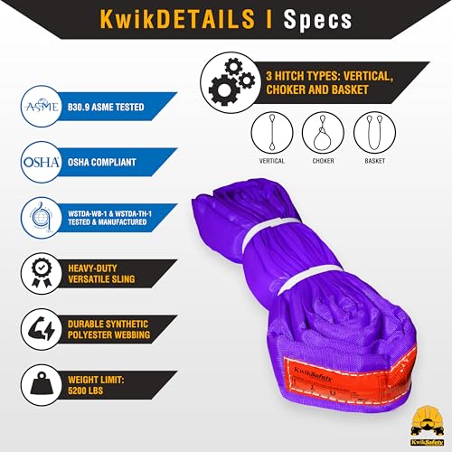 Heavy Duty Lifting Strap - Anaconda - Endless Loop Strap for Industrial Lifting Slings - Purple - 2"x6' - color: Purple, size: 2"x6' | 2,600 lbs