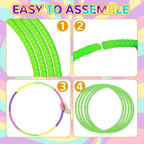 Shappy 6 Pcs Exercise Hoop Detachable Adjustable Plastic Toy Playground Toys Colored Hoop Circles for Teens Games Gymnastics Dog Agility Equipment Party Decor - color: Green, size: 20 Inch