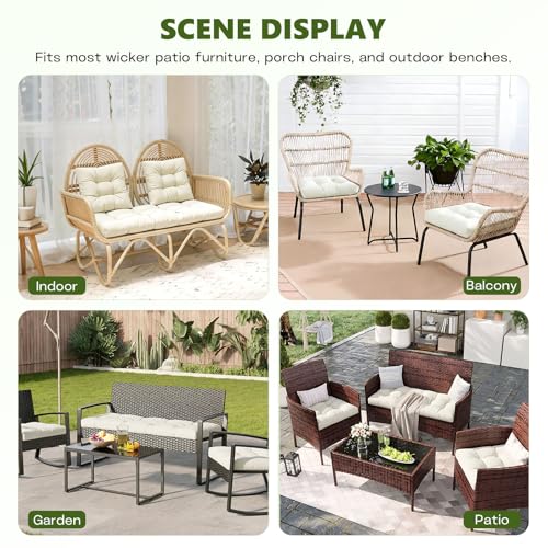 Wicker Chair Cushions Set, 2 U-Shaped Cushions & 1 Loveseat, Waterproof Outdoor Loveseat Cushion for Patio Furniture, Settee Bench Pad All Weather,Beige - color: Beige