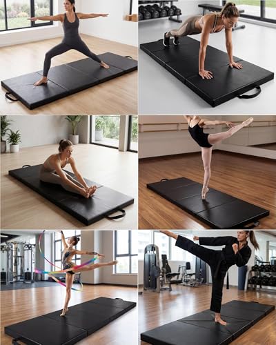 Four-Folding Gymnastics Mat, 6x2or3Ft 2inches Thick Portable Exercise and Tumbling Pad for Home Gym, Pilates, Aerobics and Martial Arts Training - size: 6x2Ft 2inches