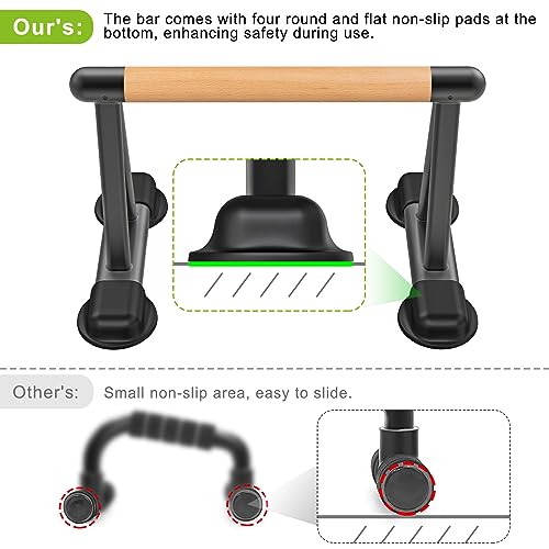 Dolibest Push Up Bar, 12'' High Parallettes Bars with Wooden Handles, Stable and Comfortable Calisthenics Equipment, Suitable for Handstand, L-Sit, Dip Bar, Strength Training for Indoor Outdoor Use - color: Wooden Handle (20''L x 12''H)