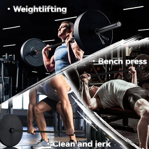 7FT/4 ft Home Gym Barbell Bar – 700LB/1500LB/500LB Capacity, Anti-Slip Knurling, Solid Steel, for Weightlifting, Strength Training - color: Black, size: 7FT-700lbs