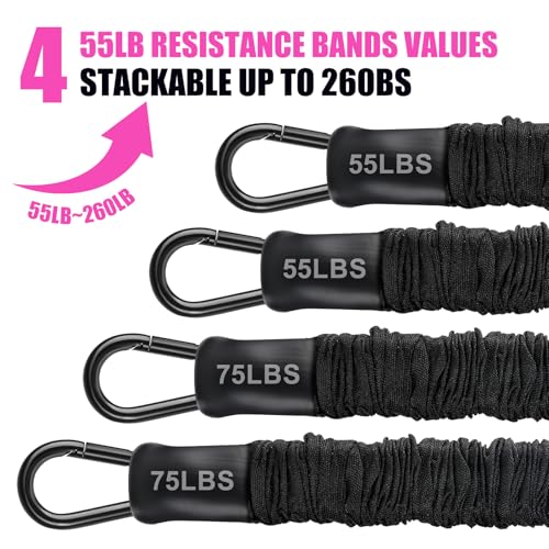 Pull Up Assistance Bands 260lbs, Heavy Pull Up Bands Resistance Bands for Pull Ups Working Out with Feet Rest, Pull Up Bar Bands Assistance Bands Strength Training Workout Equipment, Height Adjustable - color: Rose Red