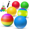 8.5 Inch Playground Balls Dodgeballs for Kids & Adults, Pack of 6 – Inflatable Colorful Rubber Kickball with Ball Pump and Net Bag