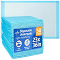 Medline Light Absorbency Underpad, 23" x 36", 50 Count, Disposable Bed, Furniture & Surface Protection, For Kids, Adults, Elderly, Puppy Pad, Changing Pad, Incontinence Pee Pad, Chucks - size: 23" x 36" (50 count)