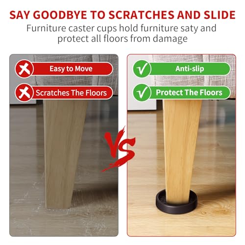 Ezprotekt Non Slip Furniture Pads, 12 Pcs 2" Anti Slip Rubber Caster Cups, Anti Skid Furniture Coasters for Hardwood Floors, No Slide Furniture Gripper, Furniture Stoppers to Prevent Sliding (Brown) - color: Brown