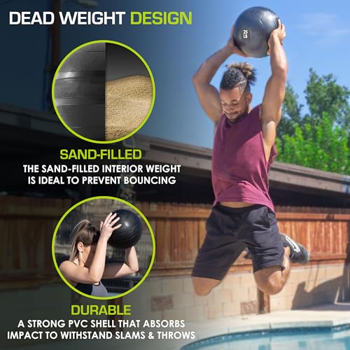 ProsourceFit Slam Medicine Balls 5, 10, 15, 20, 25, 30, 50lbs Smooth and Tread Textured Grip Dead Weight Balls for Strength and Conditioning Exercises, Cardio and Core Workouts - color: Classic - Black, size: 25 LB