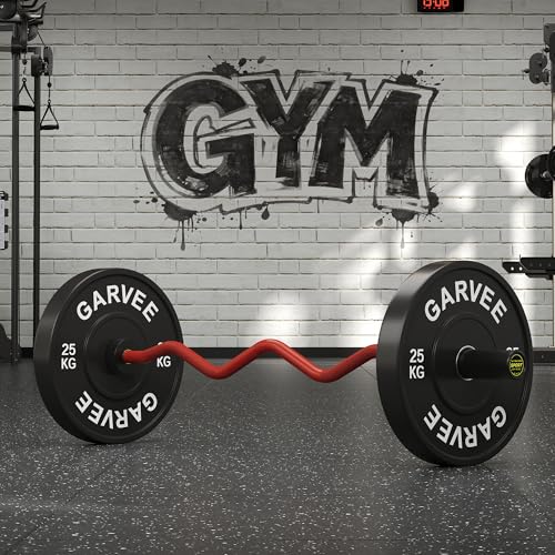 Olympic EZ Curl Barbell Bar 47" – Professional Curl Bar for Biceps, Triceps, Squat & Hip Thrusts, 700lb Weight Capacity, Fit 2-Inch Plates – Home Gym Strength Training Bar - color: Red
