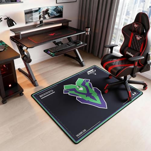 Non-Slip Floor Chair Mat for Neon Genesis Evangelion EVA-00 Series Inspired Design 35"×47" - color: Purple + Green