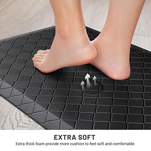 HappyTrends Kitchen Mat Cushioned Anti-Fatigue Floor Mat,17.3"x60",Thick Waterproof Non-Slip Heavy Duty Ergonomic Comfort Rug for Kitchen,Floor,Office,Sink,Laundry,Black - color: Black, size: 60"L x 17.3"W x 0.5"Th