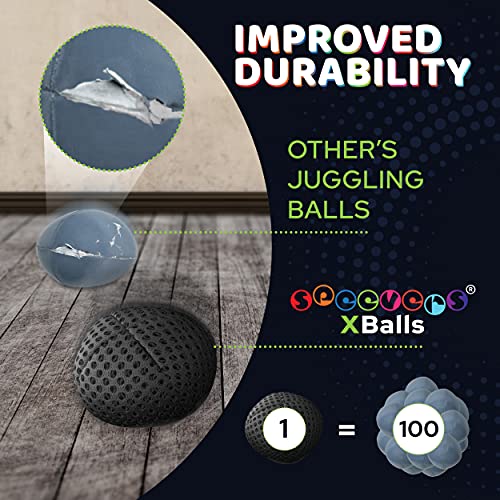 speevers Juggling Balls for Beginners and Professionals Set of 3, 14 Colors Available, 2 Layers of Net and Carry Case, Xballs Juggling Balls (Black, 4.2 oz) - color: Black, size: 4.2 oz