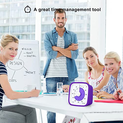 Yunbaoit Visual Timer, Silent 60-min Countdown Timer for Kids, Purple | Protective Case, Time Management Tool, Mute and Ringing Alarm Available, Low Power Reminder, for Study,Game,Work,Fitness etc - color: Purple