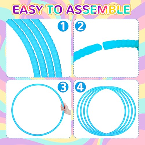 Shappy 6 Pcs Exercise Hoop Detachable Adjustable Plastic Toy Playground Toys Colored Hoop Circles for Teens Games Gymnastics Dog Agility Equipment Party Decor - color: Macaron Blue, size: 20 Inch