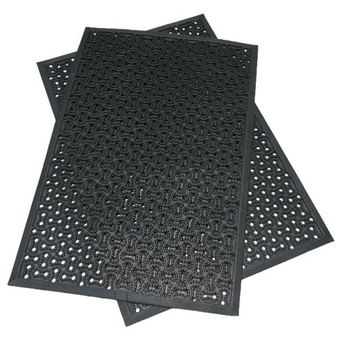 Rubber-Cal "Dura-Scraper Drainage Commercial Door Mat - 3/8 in x 4 ft x 6 ft - Black Rubber Doormats - size: 4' x 6' (Rectangular)