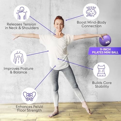 Pilates Ring and Ball Set, at Home Pilates Kit with 14" Exercise Ring, Mini Ball
