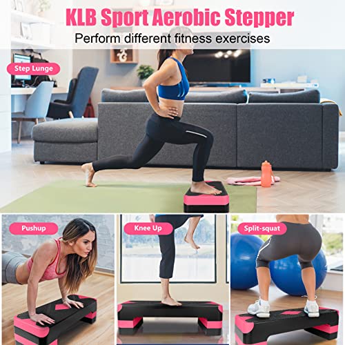 Adjustable Exercise Workout Aerobic Stepper Step Platform Trainer - color: Red