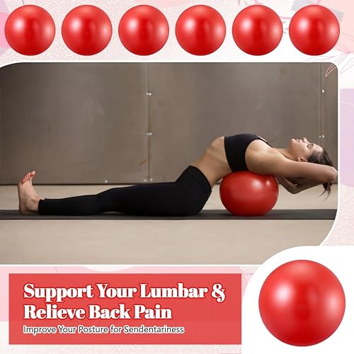 Sotiff 20 Pcs 9 Inch Pilates Ball Bulk Exercise Pilates Ball Mini Yoga Balls Therapy Core for Stability Barre Training Stretching Physical Posture Training Gym Workout with Inflation Tube - color: Red