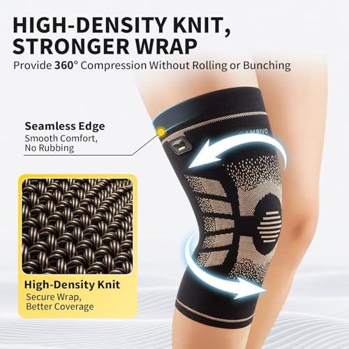 CAMBIVO 2 Pack Copper Knee Brace for Women Men, Pain Relief Knee Support XL | Copper infused for pain relief & circulation | Pull tabs easy on/off | Non-slip compression for arthritis, running, gym - size: X-Large