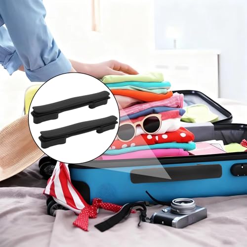 2Pcs Black Plastic Luggage Straps with Screws, Luggage Handle Replacement, Grip Carry Strap for Repair - color: Black