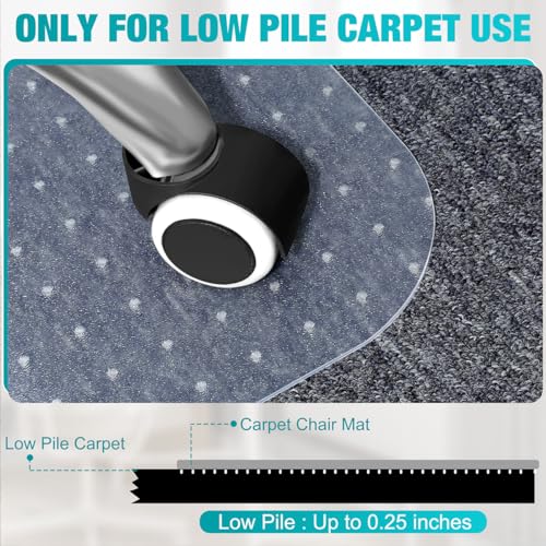 2 Pack Office Chair Mat for Carpets, 48" x 30" Clear Heavy Duty Plastic Floor Protector for Low Pile Carpeted Floors, Under Desk Computer Chair Mat for Home Office, Easy Glide and Flat Without Curling - size: 2PCS 48" X 30"