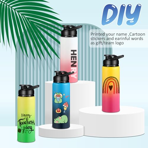 Mimorou 25oz Reusable Aluminum Water Bottles Bulk Multicolor Outdoor Sports Water Bottles for Travel, Gym, Hiking, Cycling, Camping, Fishing, Snap Lid - color: Gradient Color