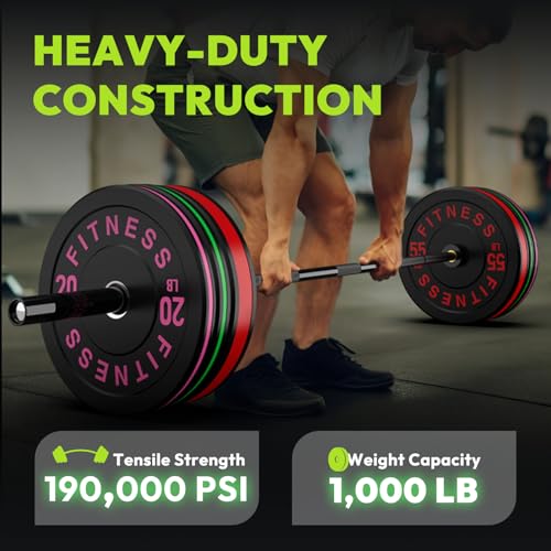 HANDBODE Olympic Barbell 6.5 ft/7 ft, 2 Inch Straight Womens Bars, 35 lb/45 lb Weight Bar, 1000 lb High-Capacity, for Weightlifting, Bench Press, Deadlift, Squat, Home Gym Strength Training - color: 7 ft Barbell 45 lb, 1000 lb, Black