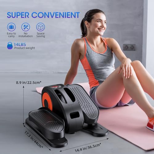 GUGTTR Under Desk Elliptical Machine, Electric Seated Pedal Exerciser, Leg Exerciser for Seniors Fully Assembled with 12-Speeds & Remote Control, Portable Quiet Elliptical Machine for Home Office