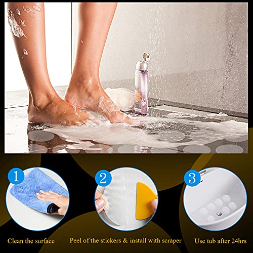 Bath Tub Stickers, Non Slip Bathtub Treads, Antislip Shower Sticker, Safety Discs Decals Tape for Slippery Tubs Showeroom Floor Stairs(Slip Resistant Decals, Clear, 3.2" x 24 Pack)