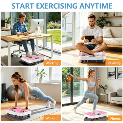 Vibration Plate Exercise Machine Vibration Plate for Lymphatic Drainage Weight Loss,Muscle Activation Fat Burner for Women Men,250 Speeds Shake Plate,Whole Body Exercise Equipment - color: Pink