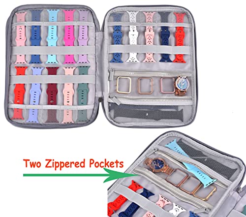 Watch Band Storage Case Watch Band Organizer Bag Watch Band Case and Storage Holder Watch Bands Holder Carrying Case Compatible with 35 Watch Straps and Accessories - color: Grey